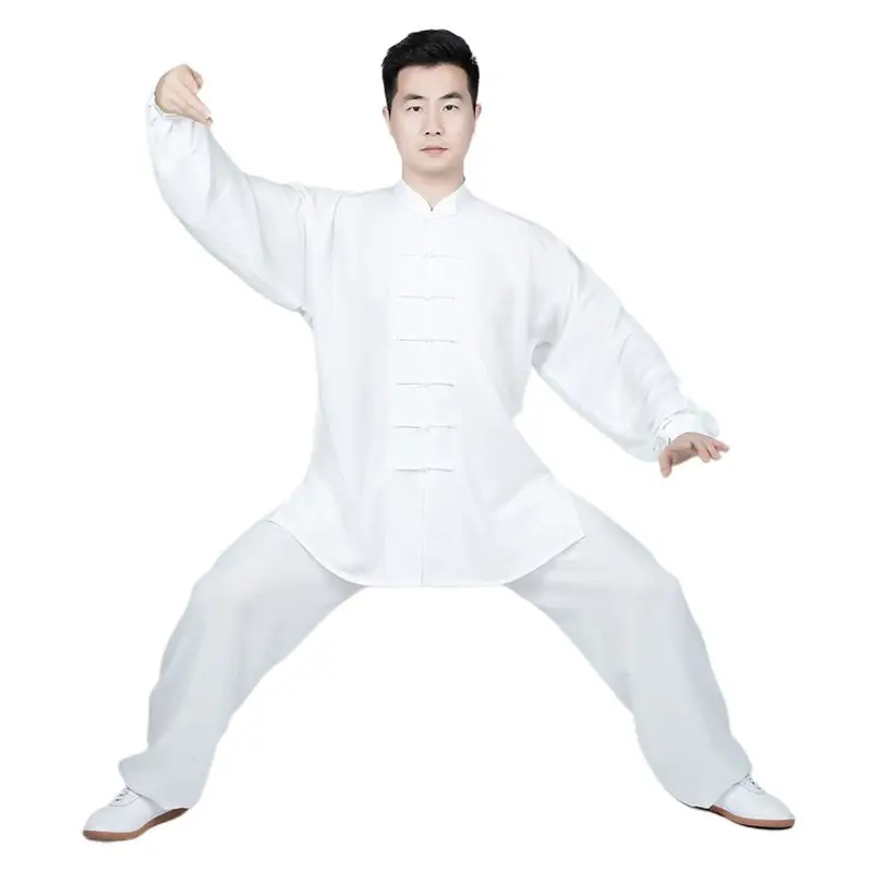 

Traditional Tai Chi Uniform Faux Linen Long Sleeve Martial Arts Kung Fu Clothing