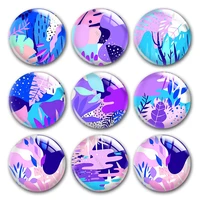 handmade purple abstract flower doodle art round photo glass cabochons demo flat back diy jewelry making findings accessory