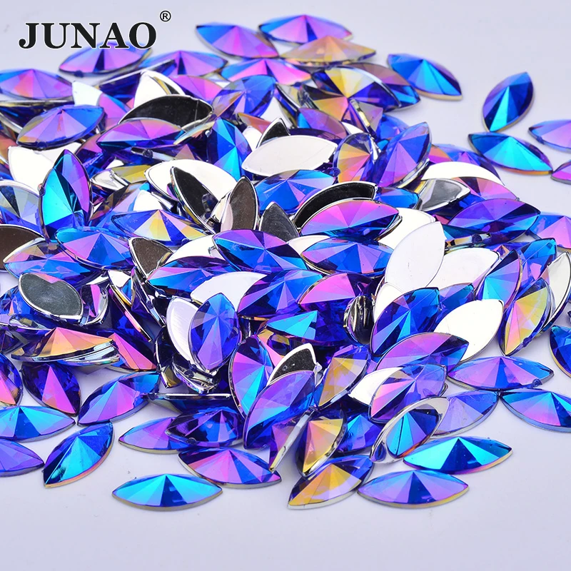 Аппликация JUNAO 5*10 мм 7*15 розовая AB конский глаз стразы плоская задняя сторона
