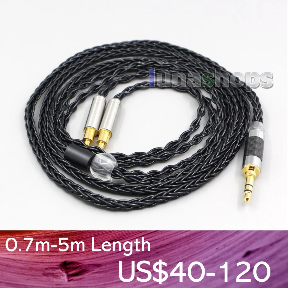 

LN006598 2.5mm 4.4mm XLR 8 Core Silver Plated Black Earphone Cable For Audio Technica ATH-ADX5000 ATH-MSR7b 770H 990H A2DC