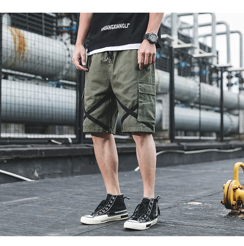 

Fashion Cargo Style Shorts Men Black Stylish Casual Sport Jogging Printed Shorts for Male Hip Hop Punk Beach Board Clothing