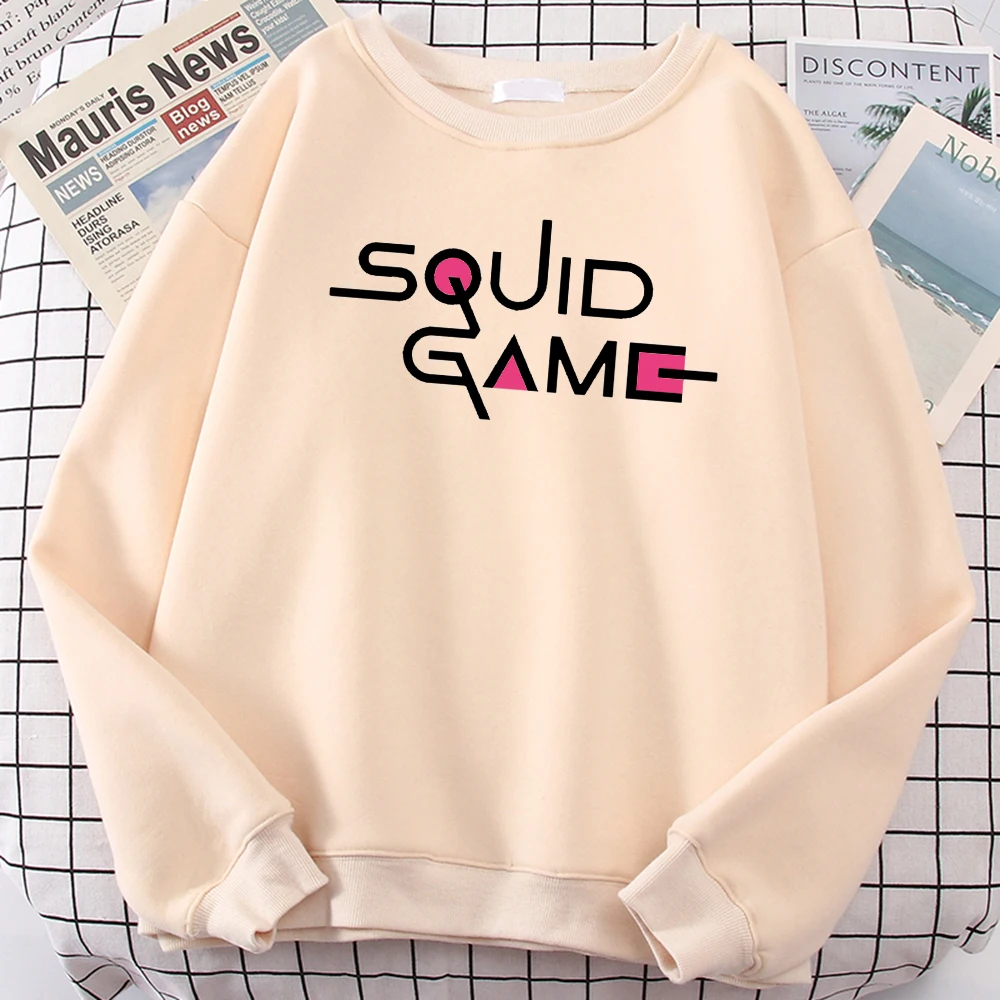 

Woman Sweater Squid Game Letter Print Sweatshirt Lady Autumn Oversize O-Neck Moletom Female Fleece Comfortable Sport Long Sleeve