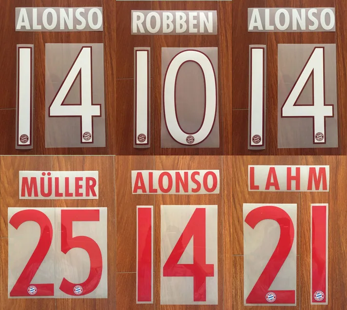 2015 16 ALONSO #14 LAHM #21 MULLER #25 ROBBER #10 пользовательские Nameset футбольные нашивки|Футбол| |
