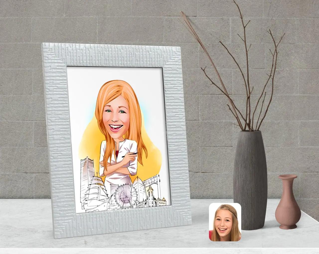 

Персонализированная Женская архитектурная карикатура декоративного Çerçeve-1