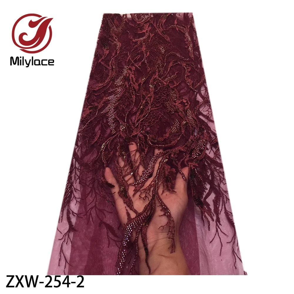 African Mesh Lace Fabric High Quality Embroidered with Heavy Hand Beaded for Wedding ZXW-252-253-254 | Дом и сад