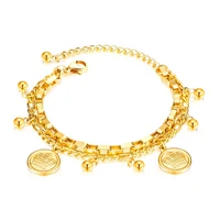 fate love brand gold color lady women statement crown charm bracelet top quality stainless steel metal fashion jewelry