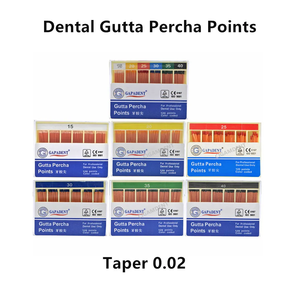 20Box Dental Gutta Percha Points Endodontic Obturation Material Taper 0.02 #15 #20 #25 #30 #35 #40 #15-40 Mixed
