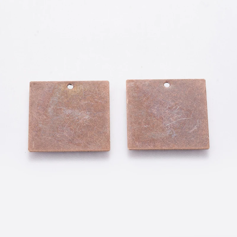 20x20x0.5mm 10 шт. металлические прямоугольные метки, латунные пустые штамповочные бирки подвески, античная бронза красная медь F70 - Окраска металла: 20x20x0.5mm