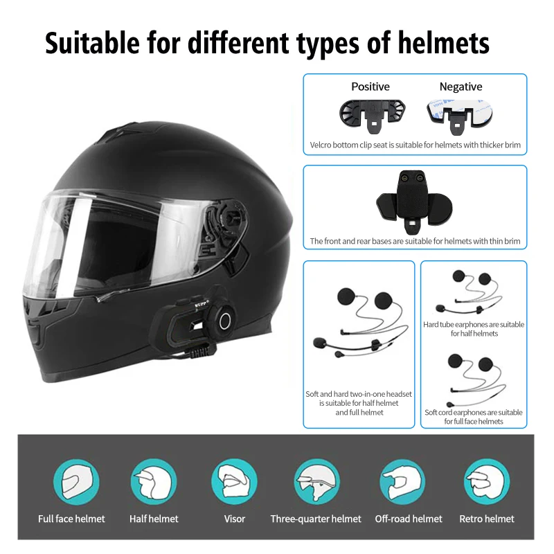 

Bluetooth 5,0 гарнитура для моторного шлема, Беспроводные стереонаушники для режима «свободные руки», велосипедные мотоциклетные наушники, MP3 ди...