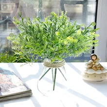 1 Bouquet Artificial Plant Hippocampus Grass Plastic Ferns Green Leaves Fake Flower Wedding Home Vase Decoration Table Decor