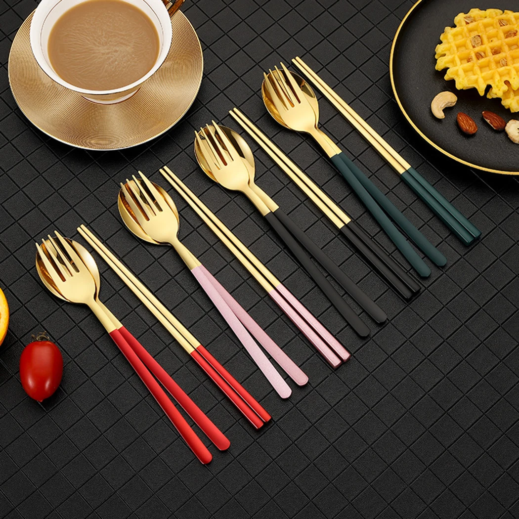 

Metal Cutlery Set Chopsticks Eco-Friendly Healthy For school Western style