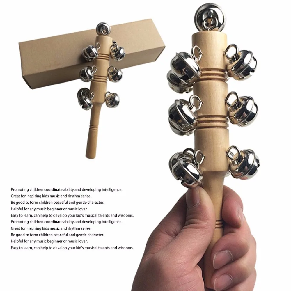 Деревянная детская погремушка игрушка музыкальный инструмент ручка деревянный