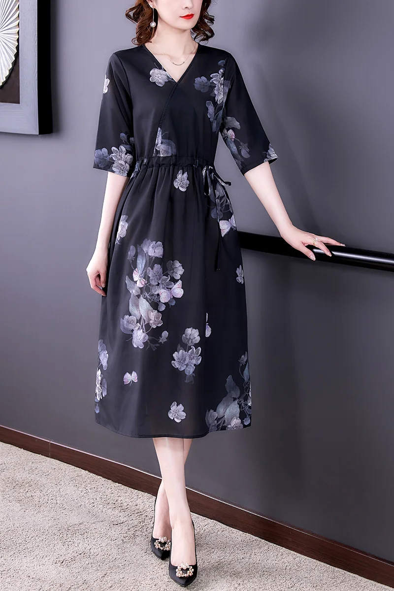 

COIGARSAM Sleeveless Women dress Summer V-Neck Dresses Black 8623