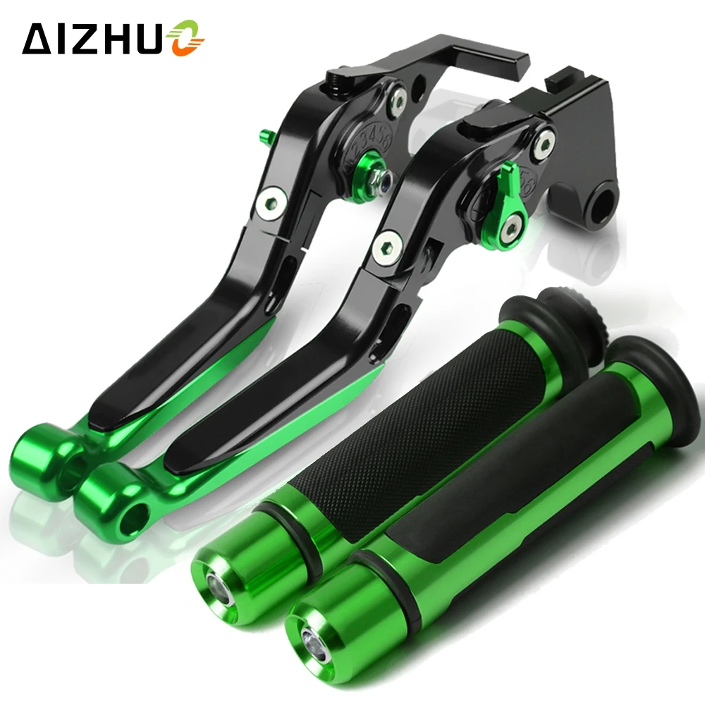 

For KAWASAKI ZX10R ZX 10R ZX10 R 2004 2005 Motorcycle Folding Extendable Brake Clutch Levers+Hand Grips Handlebar