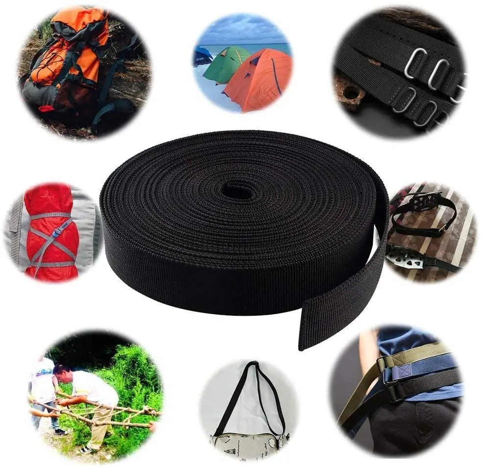 

10meters 2.5cm Black Polyester Webbing Band Backpack Strap Pet Collar Tape Belt DIY Outdoor Bag Garment Sewing Accessory