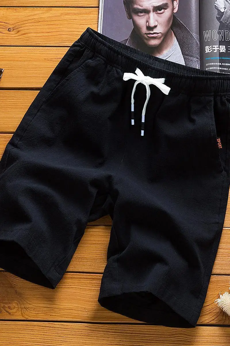 

New summer 100% cotton men's shorts high quality leisure business social elastic waist men's beach casual shorts