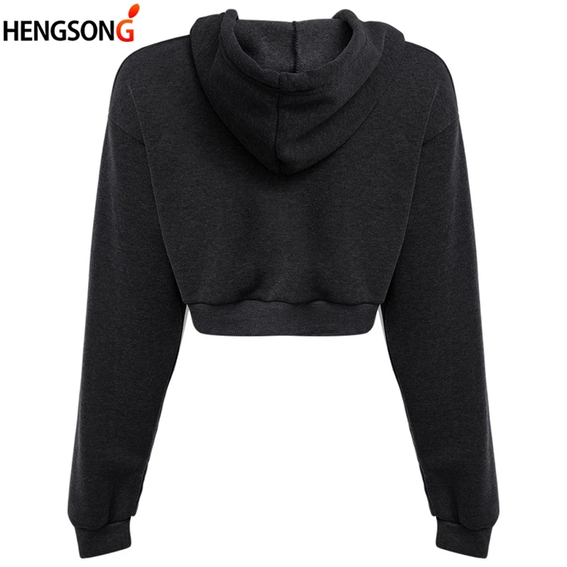 

Fashion Women's Crop Top Hoodies Hooded Sweatshirts Spring Long Sleeve Short Sportswear 2021 New Female Pullovers Tops