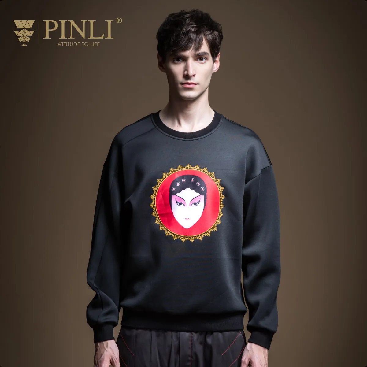 Мужская толстовка Pinli в китайском стиле с круглым вырезом теплая повседневная на
