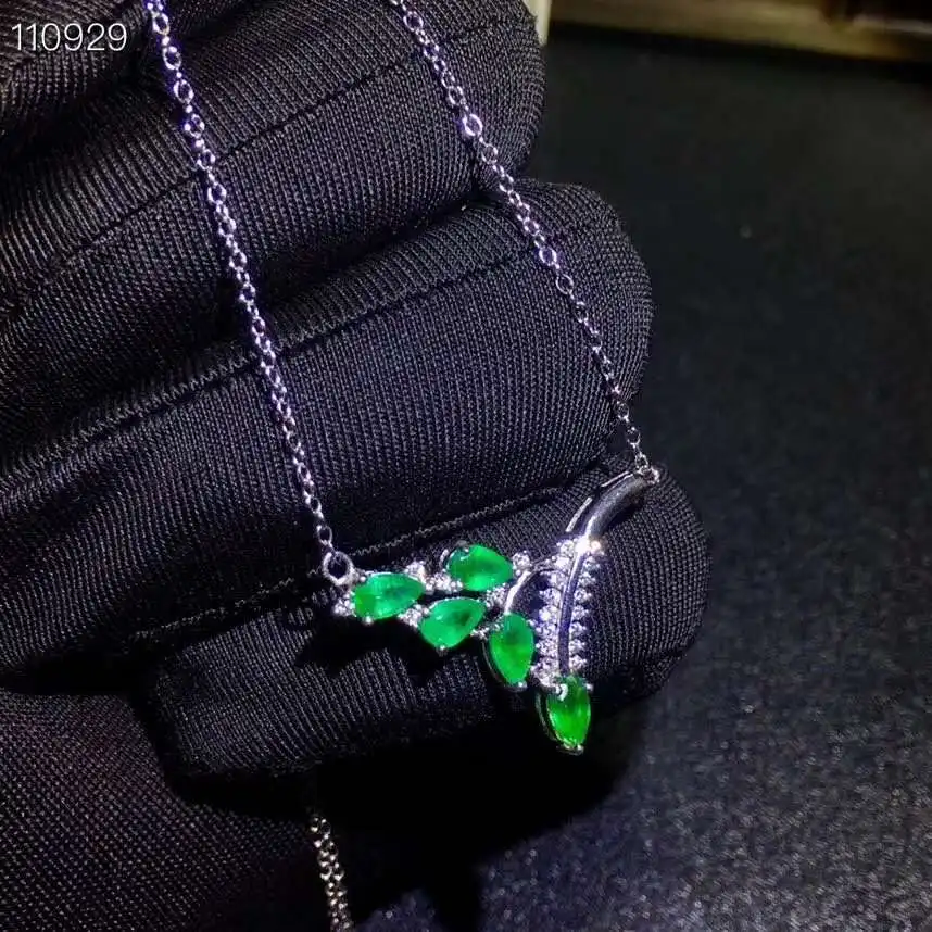 Из натурального Изумрудного ожерелья изумруд камень кулон сплошной S925