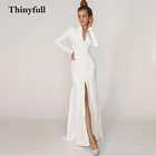 Женское платье-Русалка с V-образным вырезом, на пуговицах