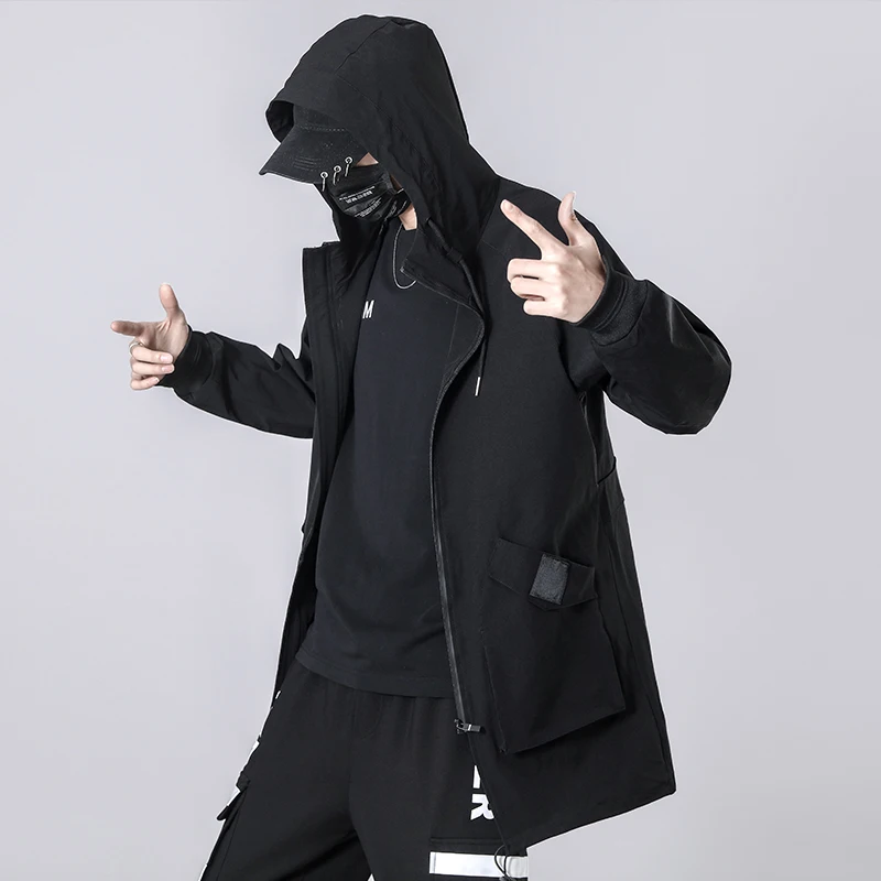 

2022 New Men Jackets Black Harajuku Windbreaker Overcoat Male Casual Outwear Hip Hop Streetwear Coats Men Clothing