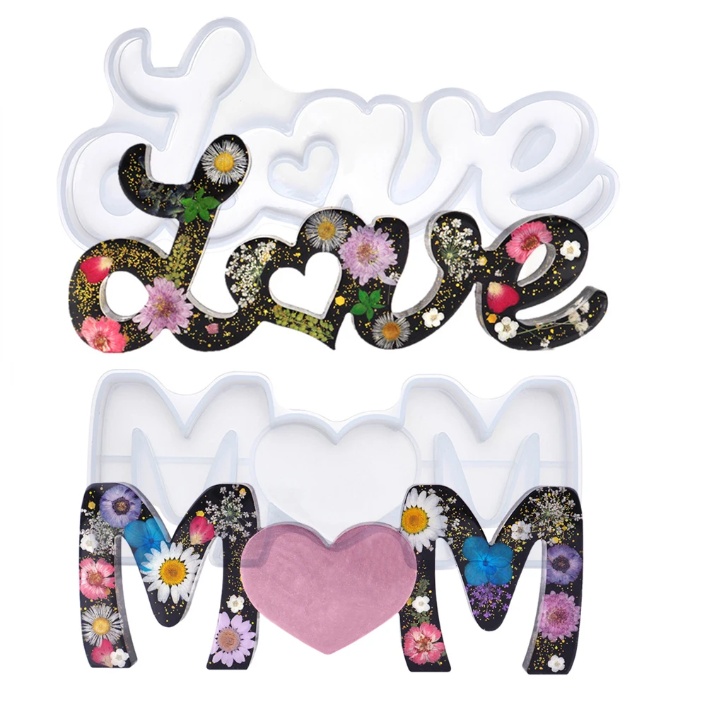 

DIY Crystal Epoxy Resin Mold Mother's Day Love Mother English Letter Holiday Love Mirror Silicone Mold for Resin Jewelry Making
