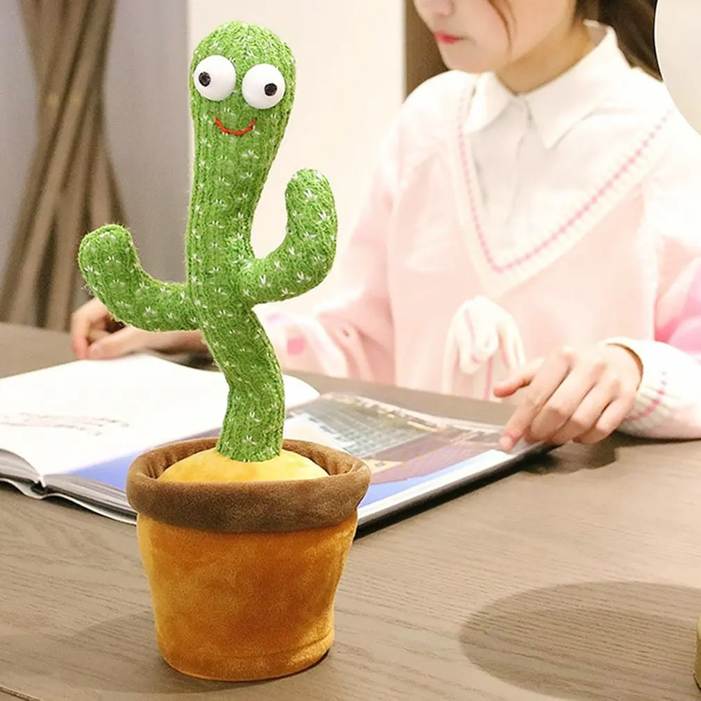 Funny Cactus Plush Toy Doll Speak Talk Sound Record Repeat 120 Russian Spanish Vietnamese Arabic English Songs Education | Дом и сад