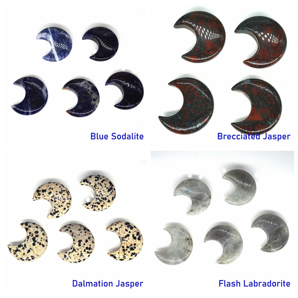 Статуя в форме Луны 30 мм натуральный хрустальный камень цветной талисман лечение