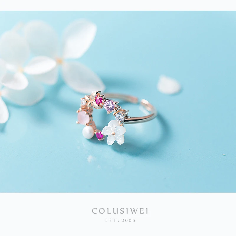 Регулируемые кольца Colusiwei на палец с бабочкой и цветком для женщин модное