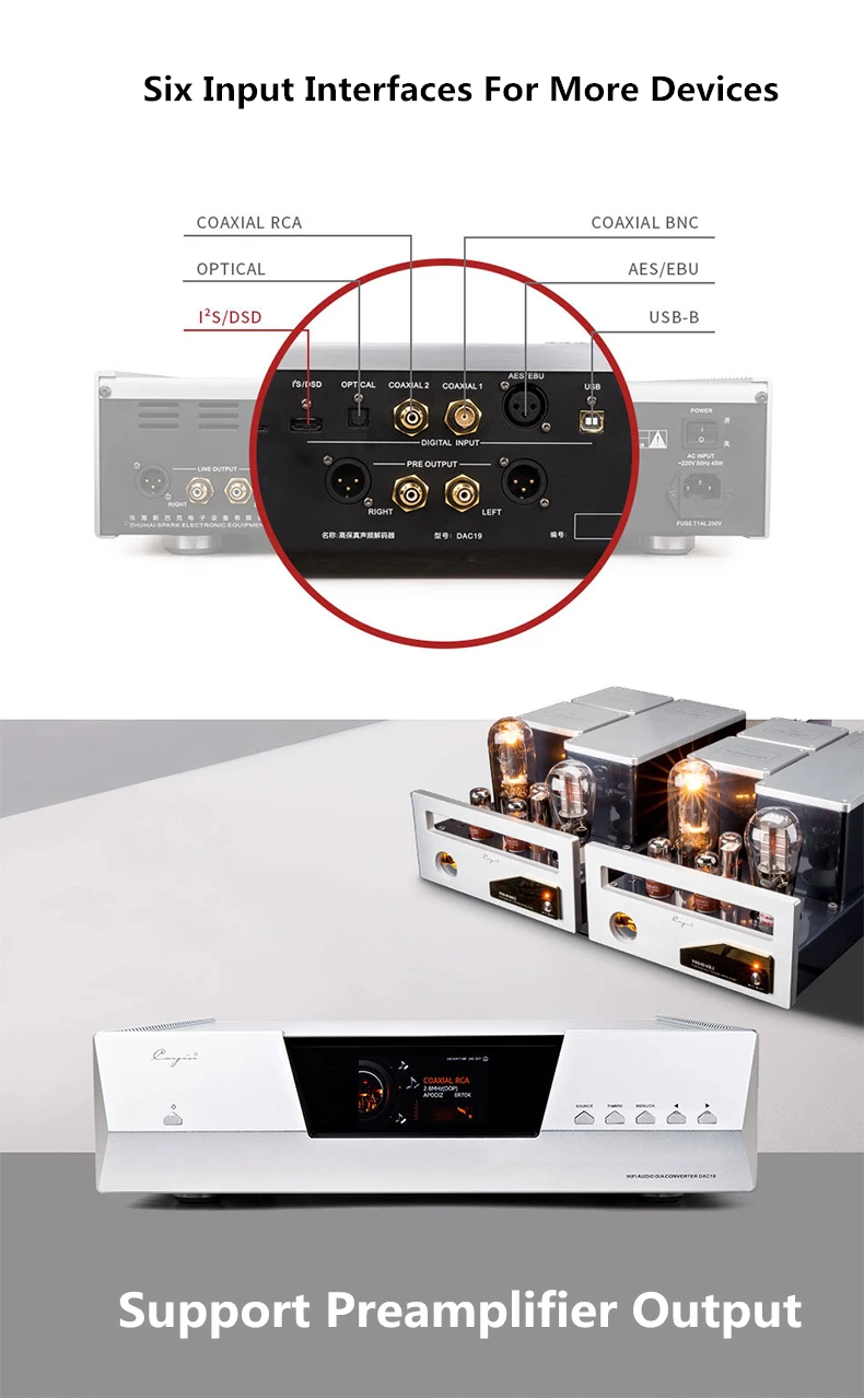 Cayin DAC19 двухтональный Настольный декодер с вакуумной трубкой двойной ES9038PRO DAC DSD512 с предусилителем пульт дистанционного управления PCM 32 бит/768 кГц