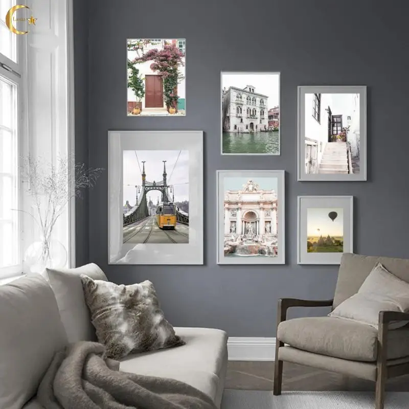 

Bridge Venice City Hot Air Balloon Canvas Painting Nordic Wall Art Posters and Prints Wall Pictures for Living Room Decor