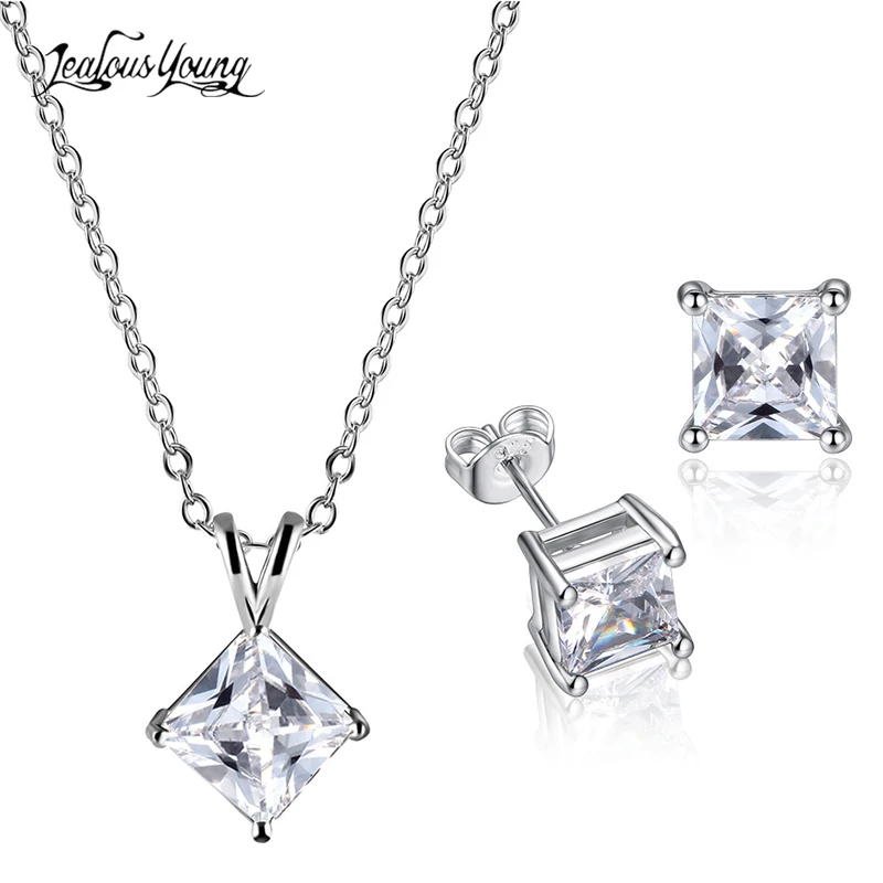 Модные роскошные квадратные циркониевые Ювелирные наборы для женщин вечерние