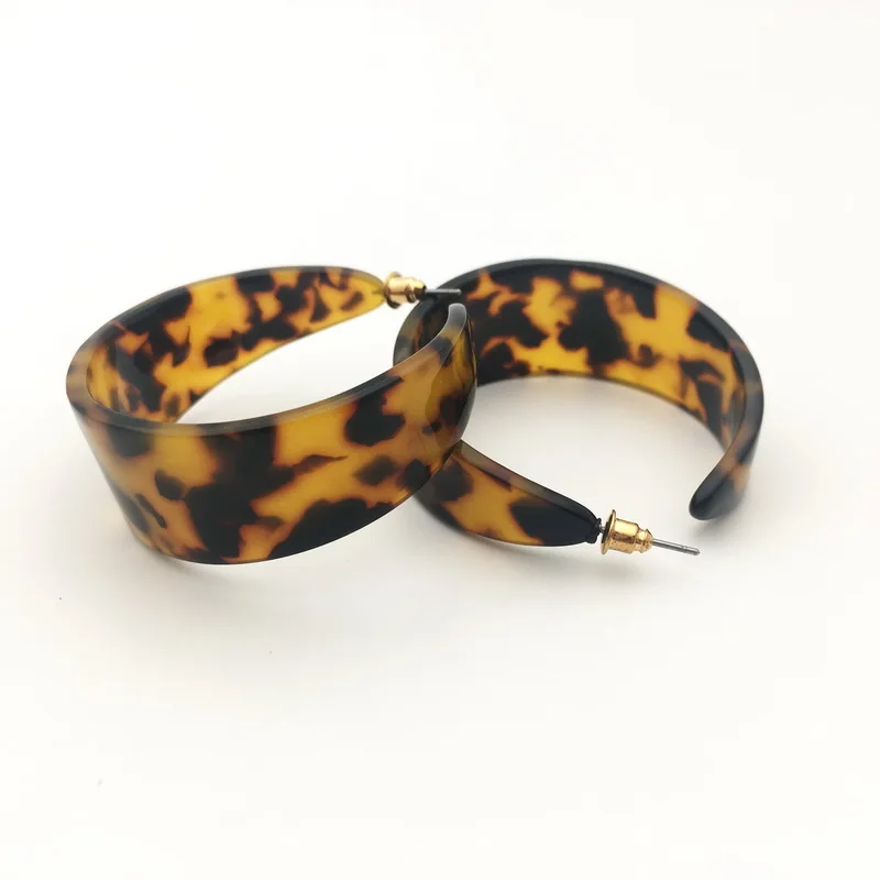 CC Acrylic Earrings Geometric Dangle Drop acetate earring Leopard Print Round Hoop | Украшения и аксессуары