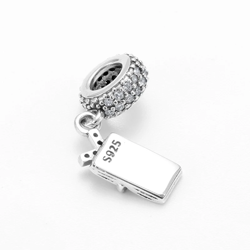 Real 925 Sterling Silver Alphabet Holy Writ Clear CZ Cross fine Pendant Bead Jewelry Making Fit Original LYNACCS Charm Bracelet | Украшения