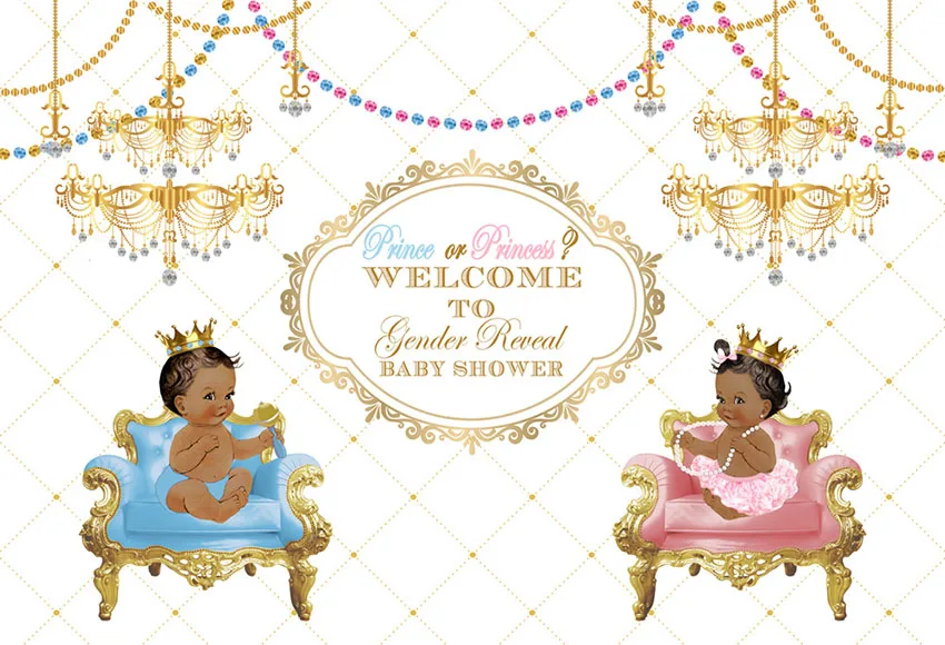 

7x5FT Welcome Baby Shower Gender Reveal Prince Princess Blue Pink Custom Photo Studio Backdrops Backgrounds Vinyl 220cm x 150cm