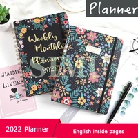 2022 a5 diary weekly planner english version agenda spiral organizer notebook goals habit schedules stationery school supplies