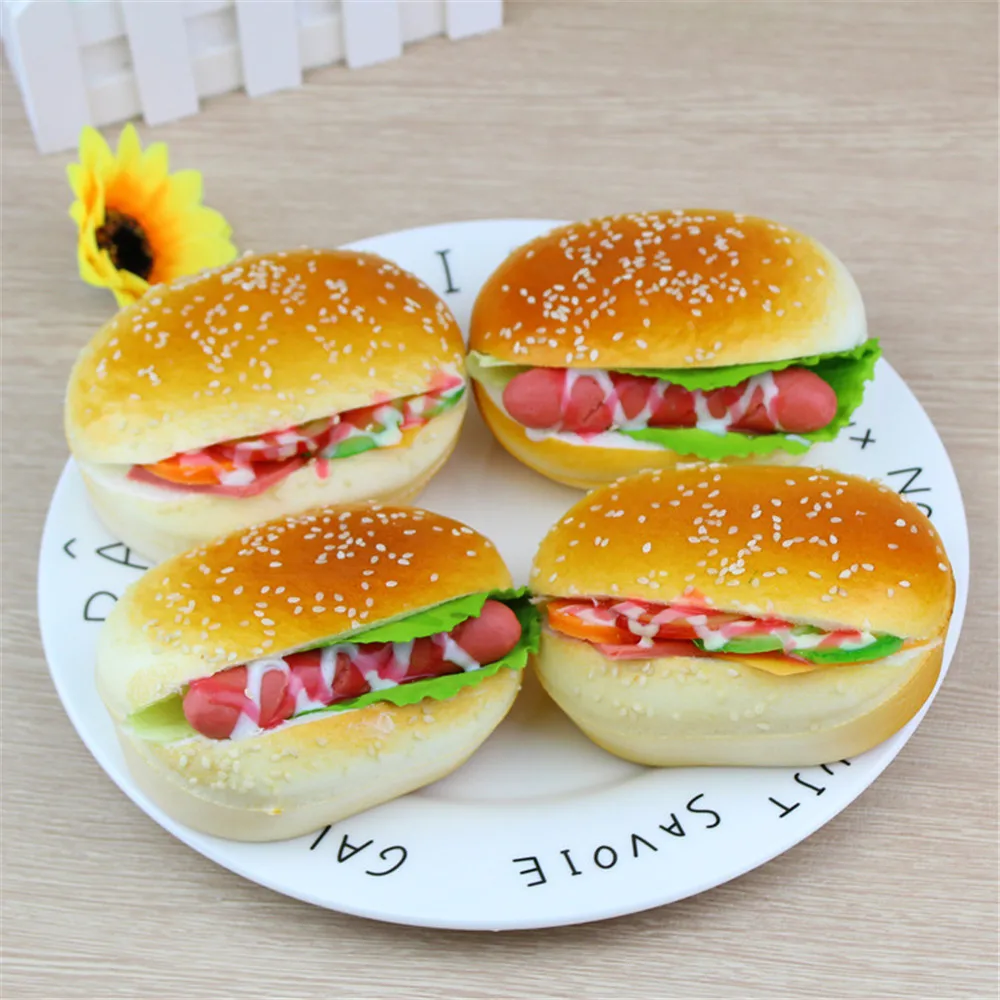 

Cute Hamburger Squishy Slow Rising Cream Scented Decompression Toys Decoration Squeeze Squishies Antistress Squishi Toys Gifts##