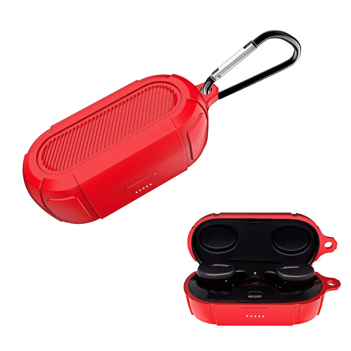 

Silicone Protective Cover Front LED Visible Case Skin Designed for Bose Sport Earbuds True Wireless Earphones with Keychain