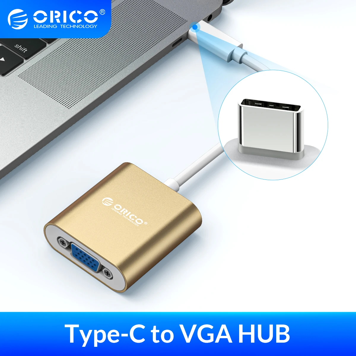 

ORICO 1080P DisplayPort USB C HUB VGA Adapter Audio Video Converter Type-C to VGA for Laptop PC Macbook TV Box