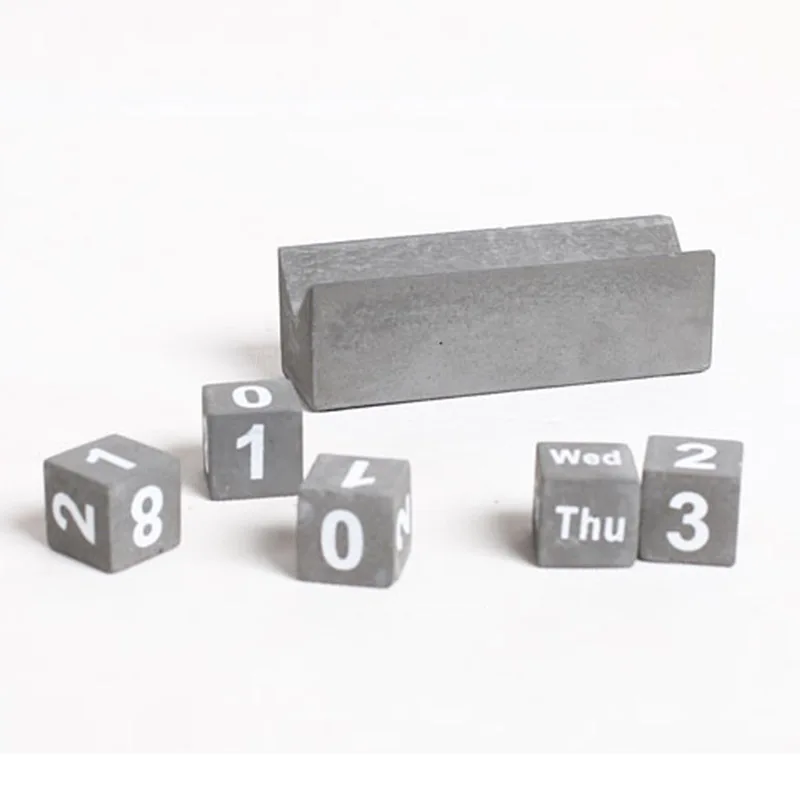 

Desktop decoration concrete molds Date display concrete block molds 2 pcs /set silicone mold