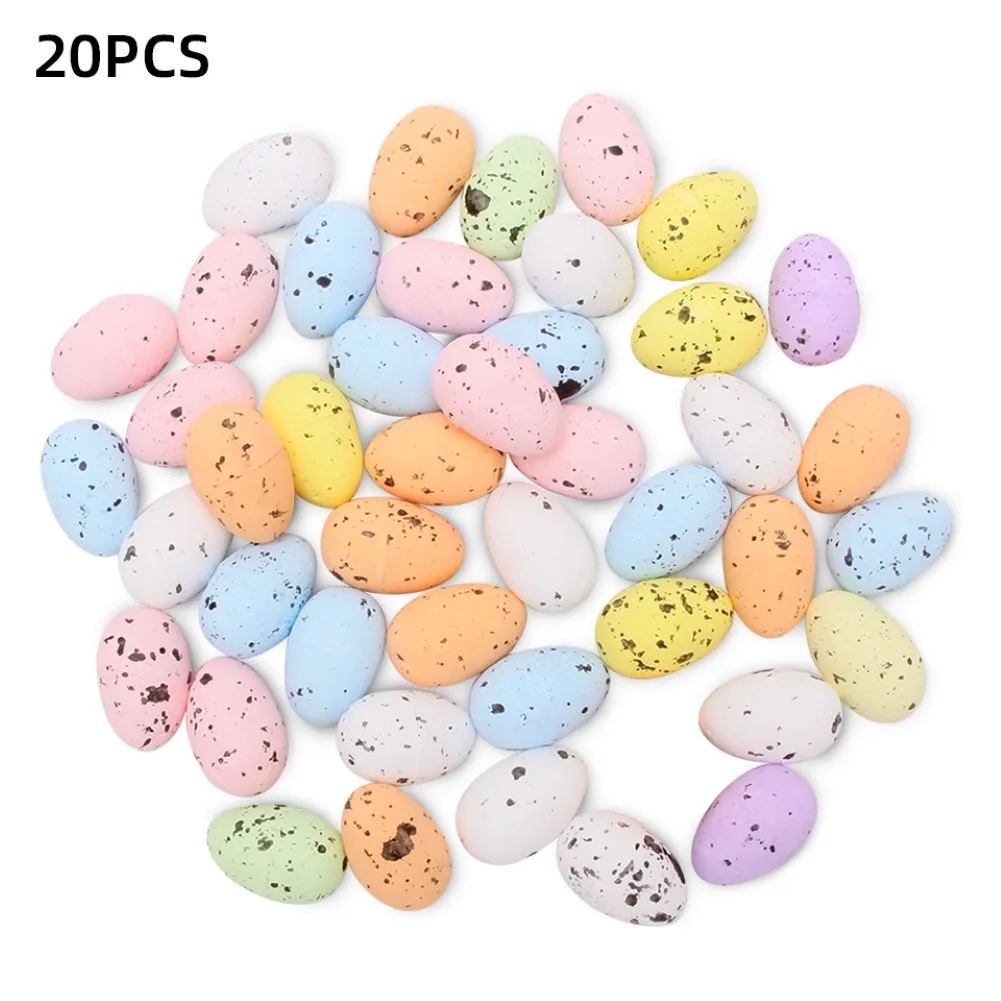 

20Pcs Easter Foam Bright Color Artificial Bird Pigeon Egg Home Party Favor Decor Foam Egg Crafts Hanging Easter Eggs