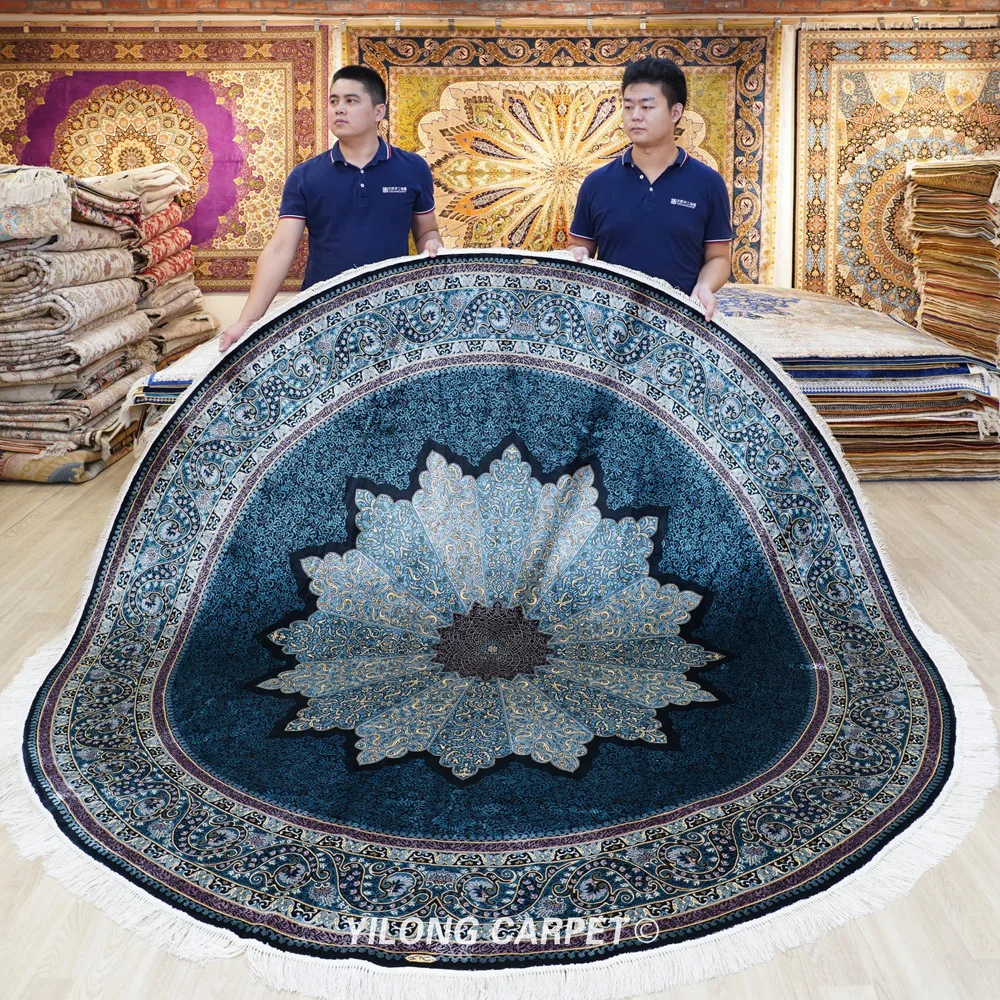 

8'x8' Oriental Antique Round Floral Rug Traditional Turkish Silk Carpet (YWX173A)