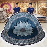 8x8 oriental antique round floral rug traditional turkish silk carpet ywx173a