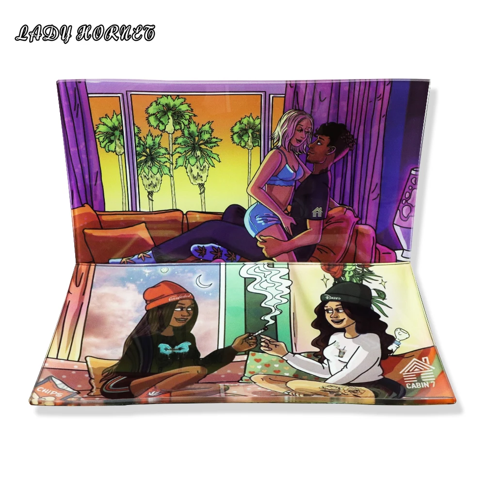 

LADY HORNET Tempered Glass Tray Not easy to Break Tobacco Rolling Tray Rectangle Fruit Plate Tobacco Rolling Tray