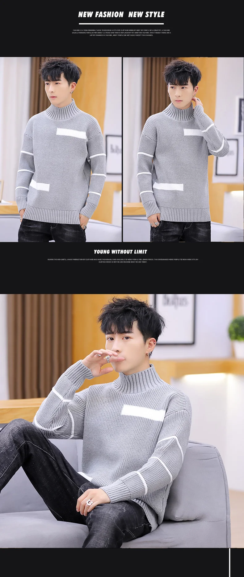 Winter High Neck Thick Warm Sweater Men Turtleneck Brand Mens Sweaters Slim Fit Pullover Men Knitwear Male clothes