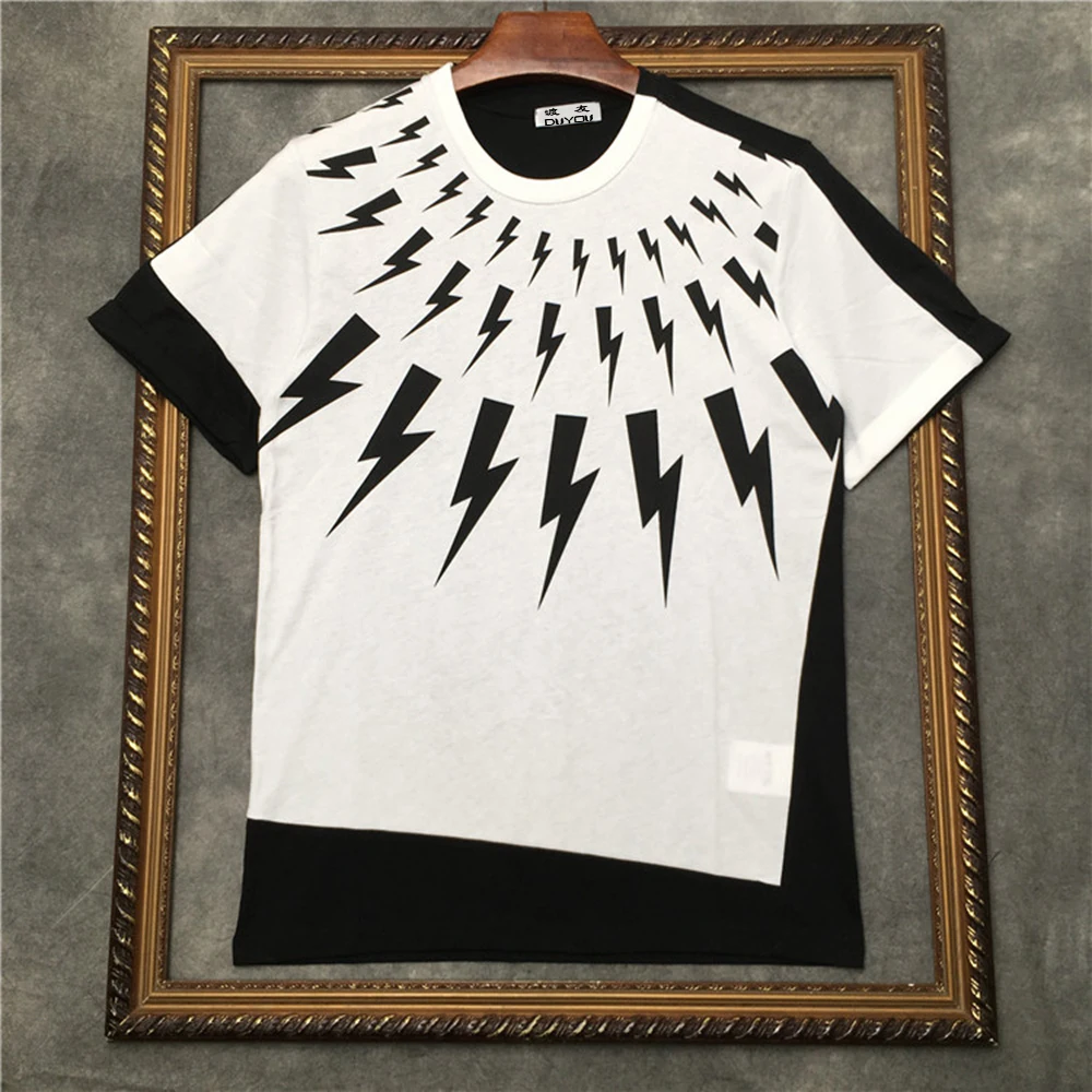 Marcelo barrett футболка шить Футболка с принтом молния мужская коротким рукавом для