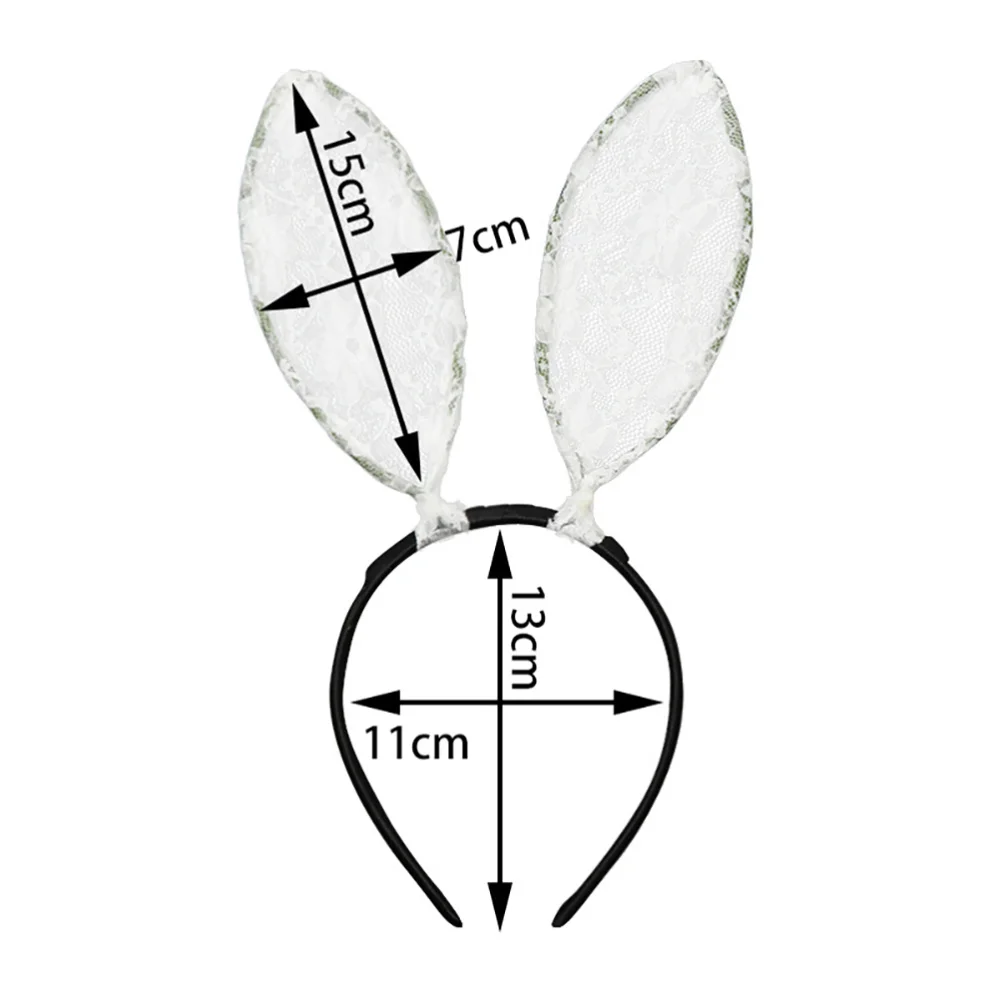 

2pcs Rabbit Ear Headband Sexy Lace Hair Band Headwear Hair Accessories Bunny Ears Girls Hair Hoop(Black,White)