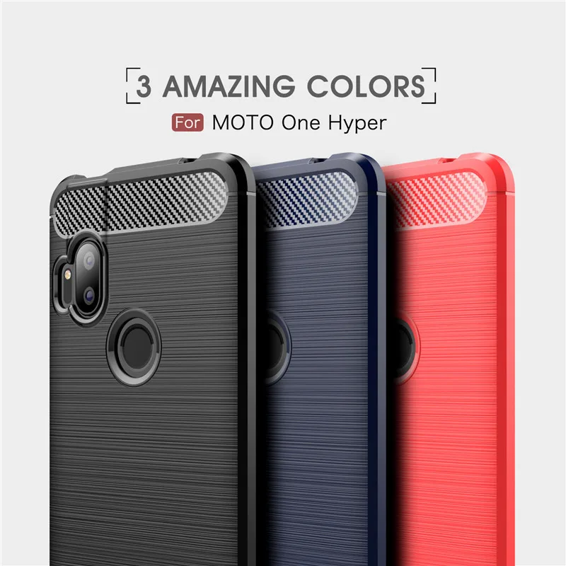 For Motorola One Hyper Case Carbon Fiber Soft Silicone Shockproof Armor MOTO Cover |