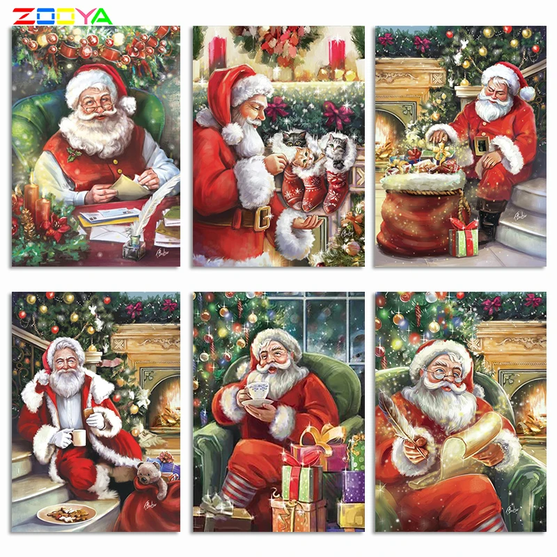 

ZOOYA 5D DIY Diamond Painting Winter Diamond Embroidery Santa Claus Full Square Diamond Mosaic Christmas Cross Stitch Home Decor