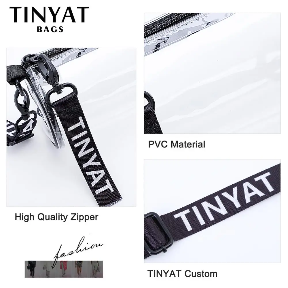 Женская прозрачная сумка TINYAT через плечо из ПВХ четыре цвета|Сумки с ручками| |